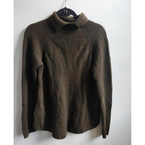 Theory Sweater Womens Small Brown 100% Cashmere Moving Rib Turtleneck Pullover - Picture 1 of 7